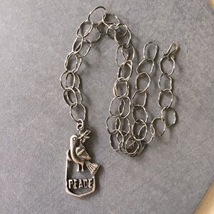 Sterling Silver Peace Dove Pendant Necklace